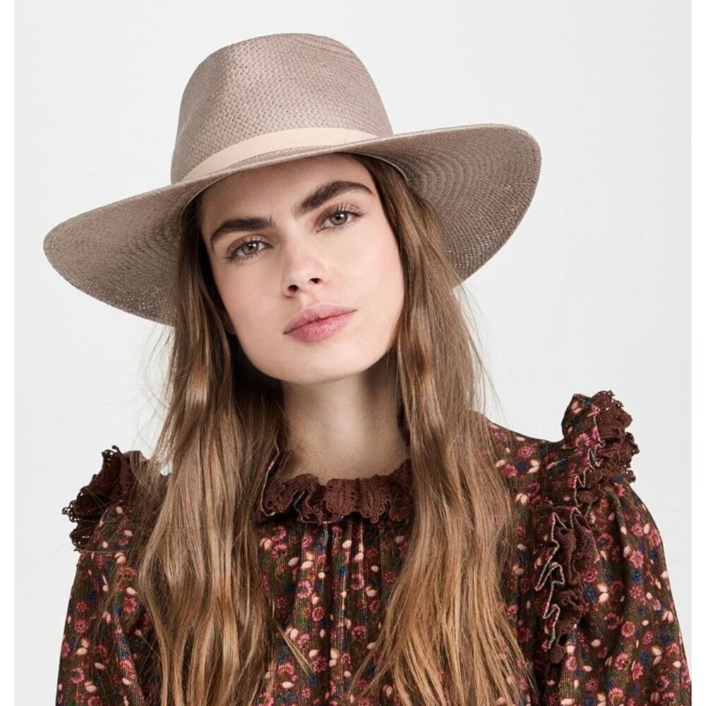 Janessa Leone Women’s Sleek Chic Valentine Grey Woven Packable Fedora Style Stra
